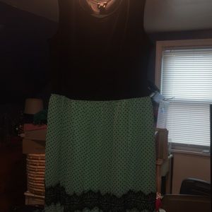 Black and Aqua knee length party dress